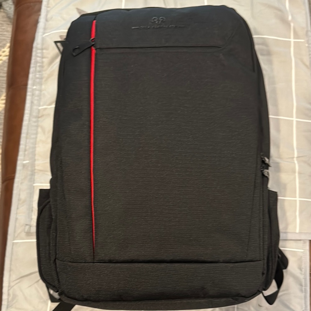 Modern Black Backpack with Red Detail